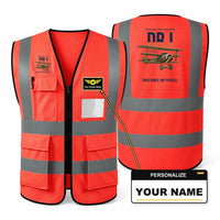 Thumbnail for Fokker Dr.I aviation design on red high-visibility reflective vest with custom name badge