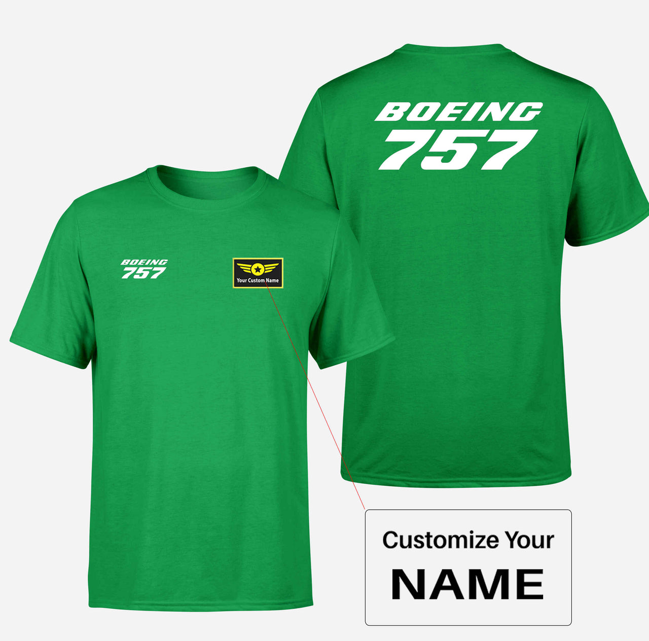Boeing 757 & Text Designed Double-Side T-Shirts