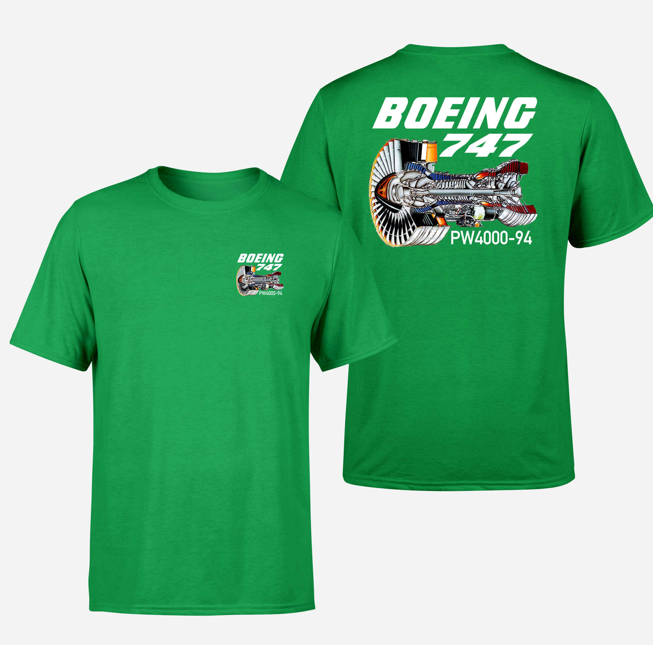 Boeing 747 & PW4000-94 Engine Designed Double-Side T-Shirts