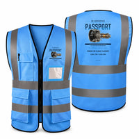 Thumbnail for PASSPORT aviation design on blue high-visibility reflective vest