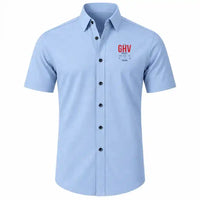Thumbnail for Brașov-Ghimbav International Airport (GHV) Shirts - Short Sleeve Shirt - Tag Custom - Light Blue + NAME