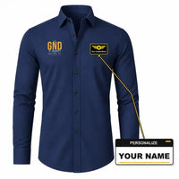 Thumbnail for Maurice Bishop International Airport (GND) Shirts - Long Sleeve Shirt - Tag - Dark Blue + NAME
