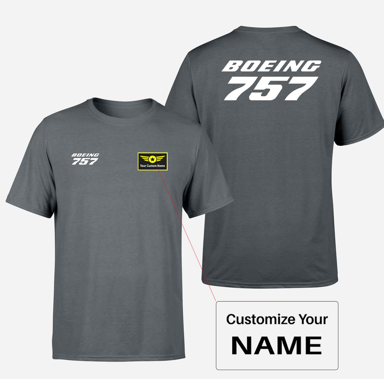 Boeing 757 & Text Designed Double-Side T-Shirts