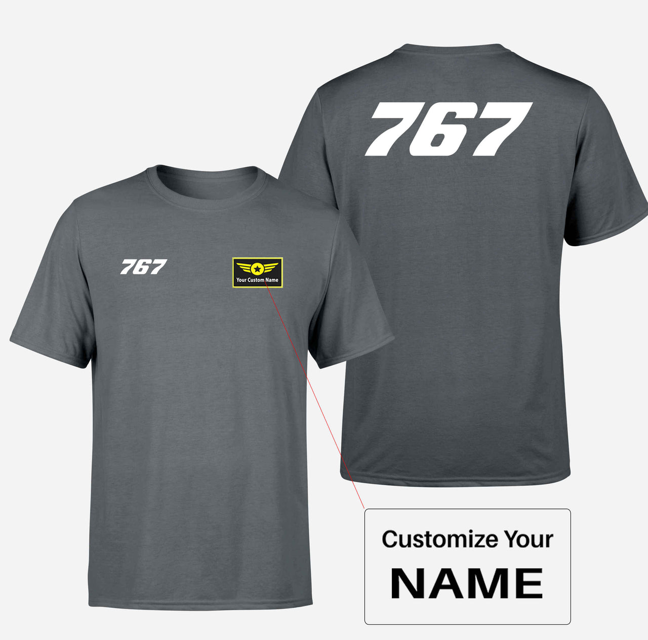 767 Flat Text Designed Double-Side T-Shirts