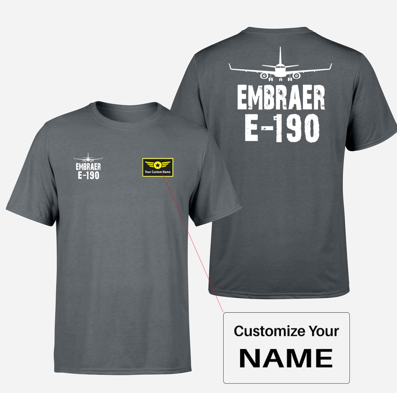 Embraer E-190 & Plane Designed Double-Side T-Shirts - view 7