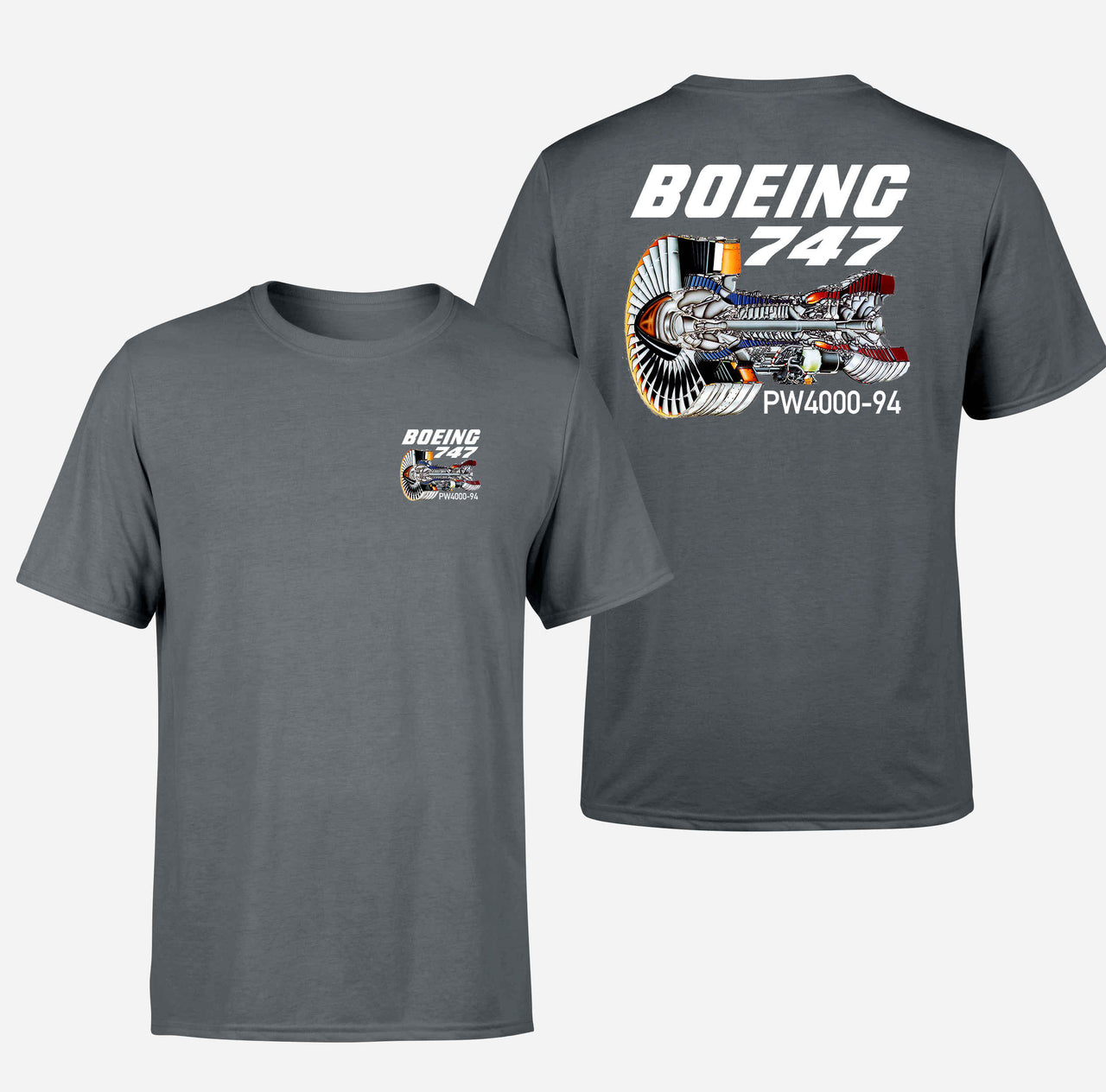 Boeing 747 & PW4000-94 Engine Designed Double-Side T-Shirts