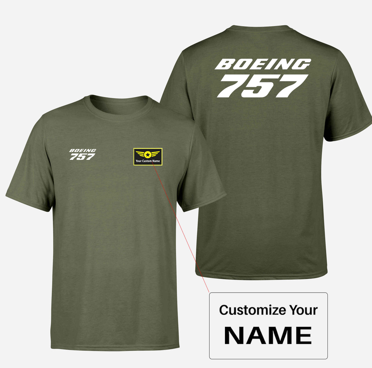 Boeing 757 & Text Designed Double-Side T-Shirts