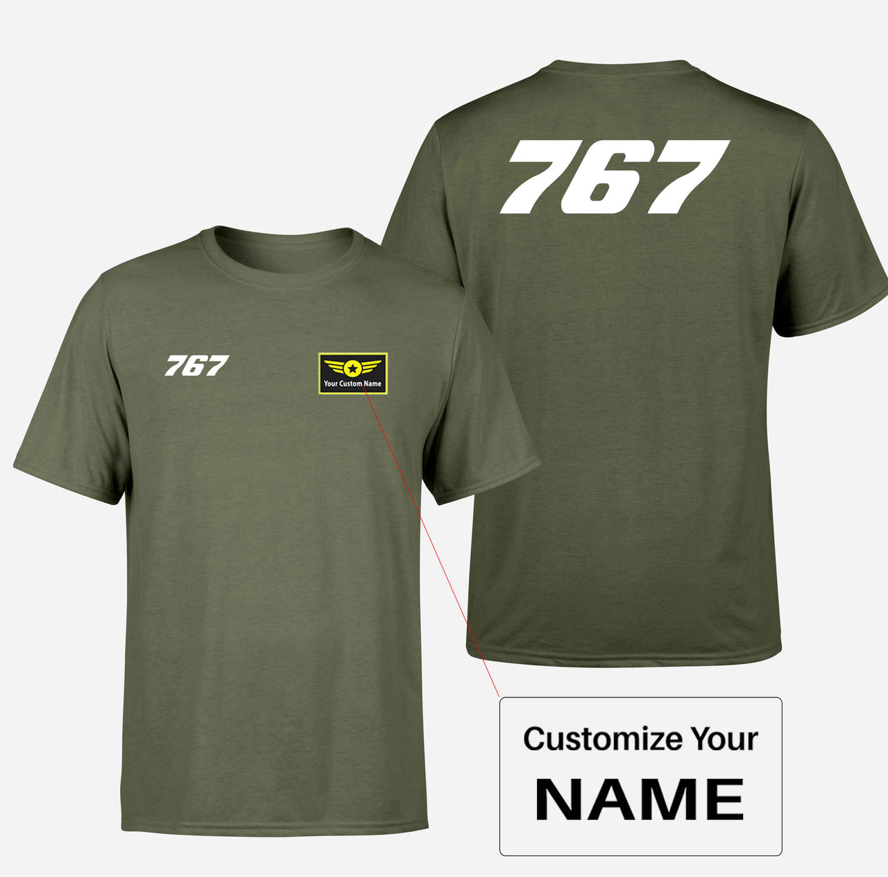 767 Flat Text Designed Double-Side T-Shirts