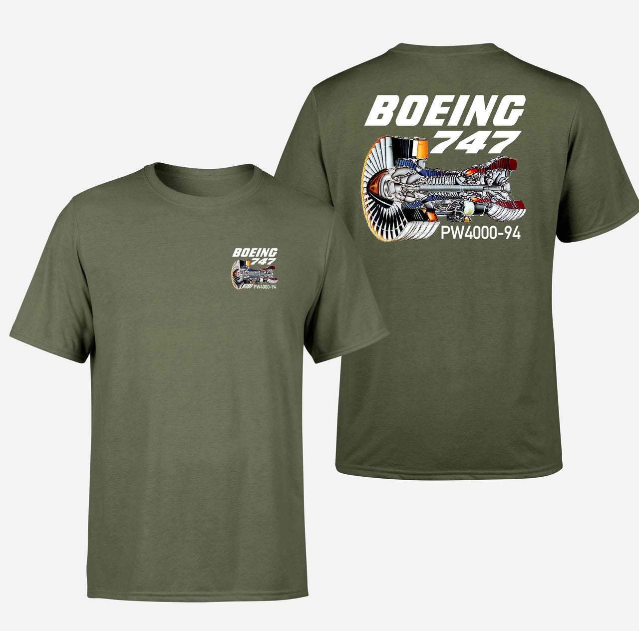 Boeing 747 & PW4000-94 Engine Designed Double-Side T-Shirts