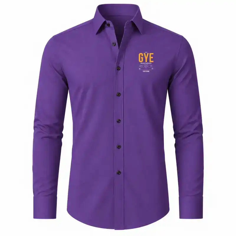 Jose Joaquin de Olmedo International Airport (GYE) Shirts - Long Sleeve Shirt - Tag Custom - Purple + NAME