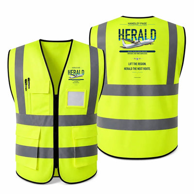 Handley Page HPR.7 Dart Herald aviation design on fluorescent green high-visibility reflective vest