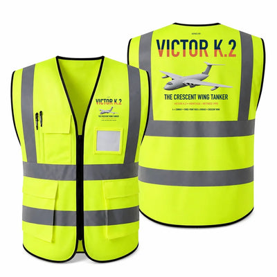 Handley Page Victor K.2 aviation design on fluorescent green high-visibility reflective vest