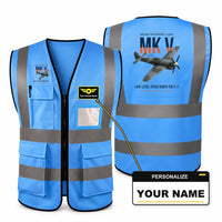 Thumbnail for Hawker Tempest Mk V aviation design on blue high-visibility reflective vest with custom name badge