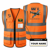 Thumbnail for Hawker Tempest Mk V aviation design on orange high-visibility reflective vest with custom name badge