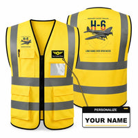Thumbnail for Heinkel He 111H-6 aviation design on yellow high-visibility reflective vest with custom name badge