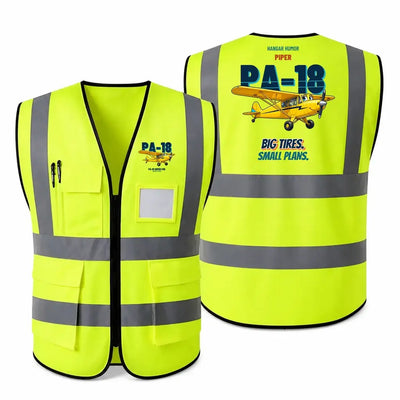 Piper PA-18 Super Cub - Big tires. Small plans. design on fluorescent green high-visibility reflective vest