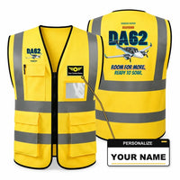 Thumbnail for Diamond DA62 - Room for more. Ready to soar. design on yellow high-visibility reflective vest with custom name badge