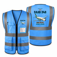 Thumbnail for Saab 340B - Twin props. Double charm. design on blue high-visibility reflective vest