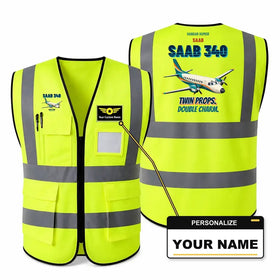 Saab 340B - Twin props. Double charm. Reflective Vests