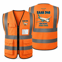 Thumbnail for Saab 340B - Twin props. Double charm. design on orange high-visibility reflective vest