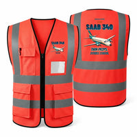 Thumbnail for Saab 340B - Twin props. Double charm. design on red high-visibility reflective vest