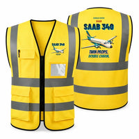 Thumbnail for Saab 340B - Twin props. Double charm. design on yellow high-visibility reflective vest