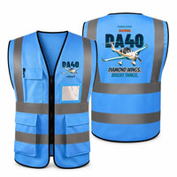 Thumbnail for Diamond DA40 - Diamond wings. Bright things. design on blue high-visibility reflective vest