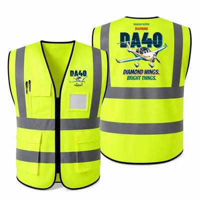 Diamond DA40 - Diamond wings. Bright things. design on fluorescent green high-visibility reflective vest
