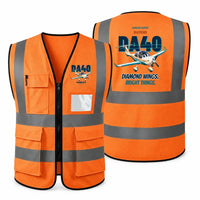 Thumbnail for Diamond DA40 - Diamond wings. Bright things. design on orange high-visibility reflective vest