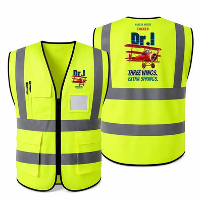 Fokker Dr.I - Three wings. Extra springs. design on fluorescent green high-visibility reflective vest