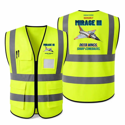 Dassault Mirage IIIC - Delta wings. Sharp comebacks. design on fluorescent green high-visibility reflective vest