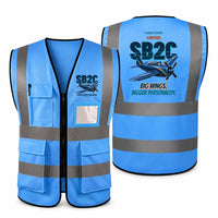 Thumbnail for Curtiss SB2C-5 Helldiver - Big wings. Bigger personality. design on blue high-visibility reflective vest
