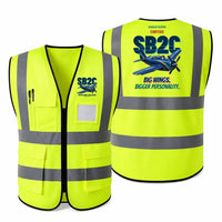 Thumbnail for Curtiss SB2C-5 Helldiver - Big wings. Bigger personality. design on fluorescent green high-visibility reflective vest