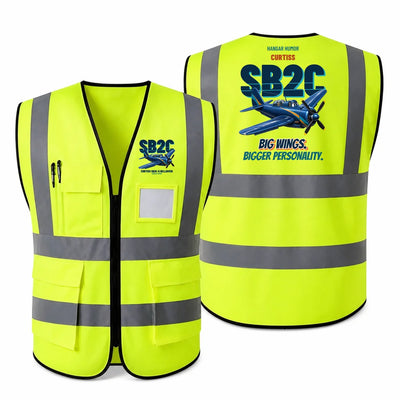 Curtiss SB2C-5 Helldiver - Big wings. Bigger personality. design on fluorescent green high-visibility reflective vest