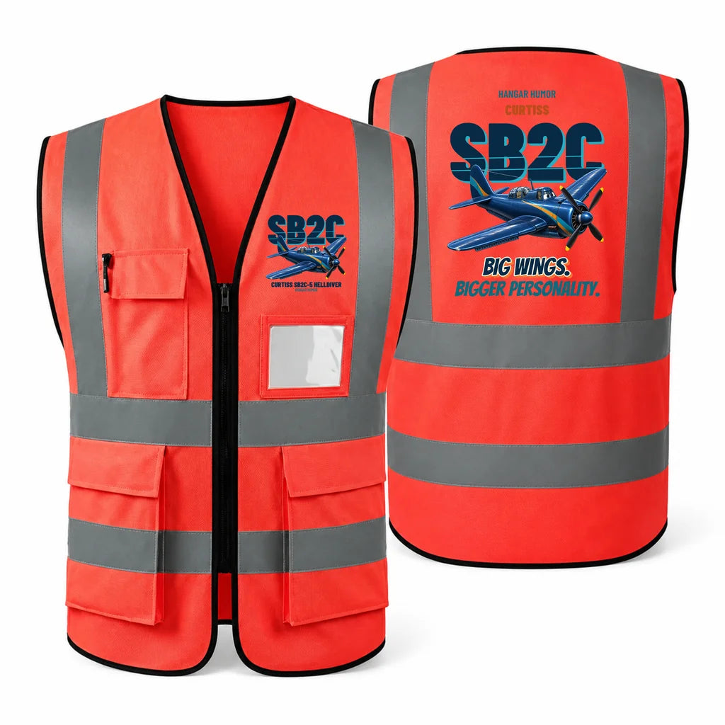 Curtiss SB2C-5 Helldiver - Big wings. Bigger personality. design on red high-visibility reflective vest