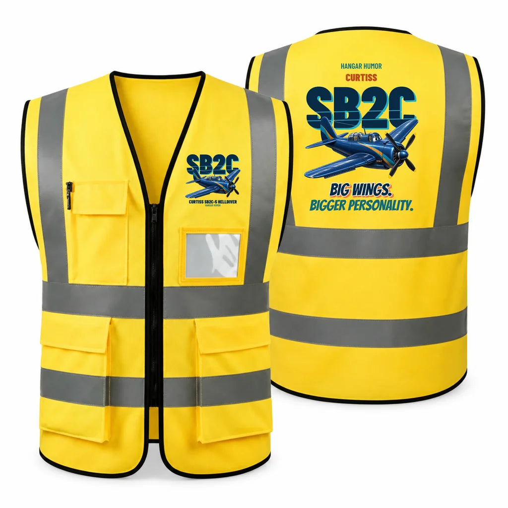 Curtiss SB2C-5 Helldiver - Big wings. Bigger personality. design on yellow high-visibility reflective vest