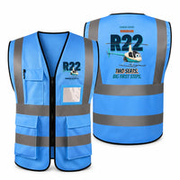 Thumbnail for Robinson R22 Beta II - Two seats. Big first steps. design on blue high-visibility reflective vest