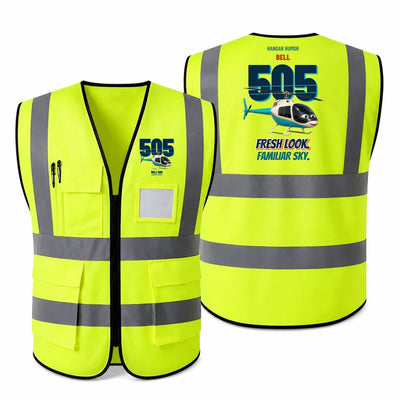 Bell 505 - Fresh look. Familiar sky. design on fluorescent green high-visibility reflective vest