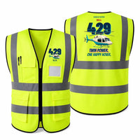 Thumbnail for Bell 429 - Twin power. One happy hover. design on fluorescent green high-visibility reflective vest