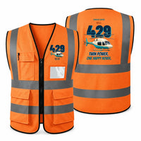 Thumbnail for Bell 429 - Twin power. One happy hover. design on orange high-visibility reflective vest