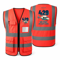 Thumbnail for Bell 429 - Twin power. One happy hover. design on red high-visibility reflective vest