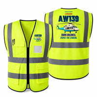 Thumbnail for Leonardo AW139 - Twin engines. Triple the charm. design on fluorescent green high-visibility reflective vest