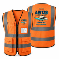 Thumbnail for Leonardo AW139 - Twin engines. Triple the charm. design on orange high-visibility reflective vest