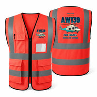 Thumbnail for Leonardo AW139 - Twin engines. Triple the charm. design on red high-visibility reflective vest