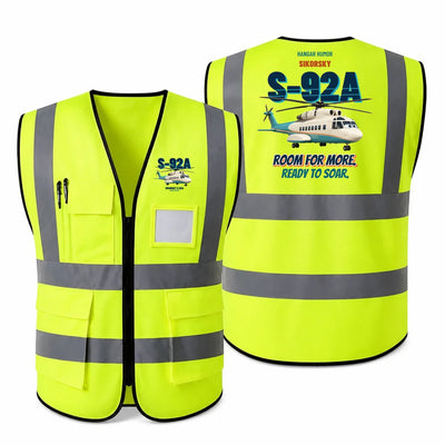 Sikorsky S-92A - Room for more. Ready to soar. design on fluorescent green high-visibility reflective vest