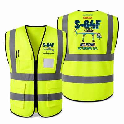 Erickson S-64F Air Crane - Big pickup. No parking lot. design on fluorescent green high-visibility reflective vest