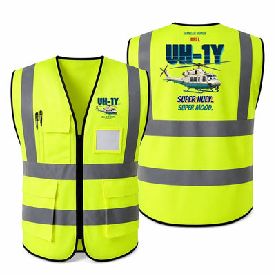 Bell UH-1Y Venom - Super huey. Super mood. design on fluorescent green high-visibility reflective vest