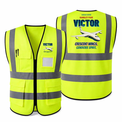 Handley Page VICTOR K.2 - Crescent wings. Generous spirit. design on fluorescent green high-visibility reflective vest