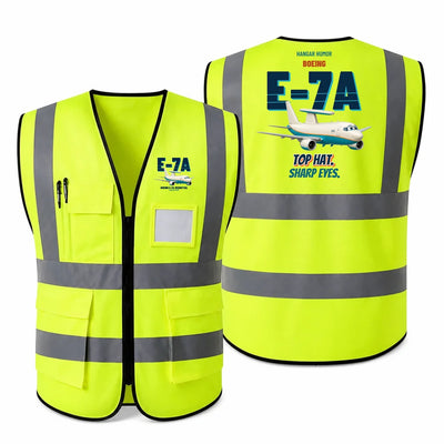 Boeing E-7A Wedgetail - Top hat. Sharp eyes. design on fluorescent green high-visibility reflective vest