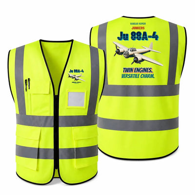 Junkers Ju 88A-4 - Twin engines. Versatile charm. design on fluorescent green high-visibility reflective vest